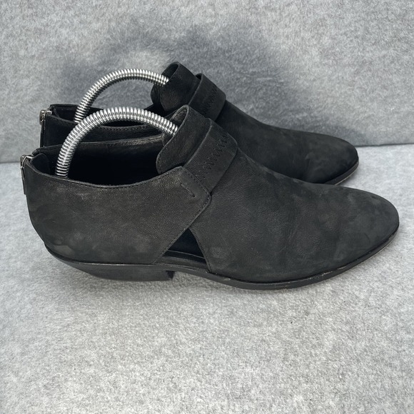 Eileen Fisher Shoes - Eileen Fisher Ives Women's 10 Black Nubuck Leather Moto Wedge Heel Ankle Boots